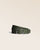 Our James Renouard belt, in khaki vicuña-style leather, seen from the front in the studio.