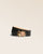Our Kayenne Renouard belt in smooth black leather, seen from the front in the studio.