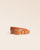 Notre ceinture Ariane en cuir vintage camel vue de face en studio.