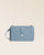 Our cobalt-blue vicuña-style leather Manolo clutch seen from the front in the studio.