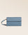 Our Raphaël clutch in cobalt-blue vicuña-style leather, seen from the front in the studio.