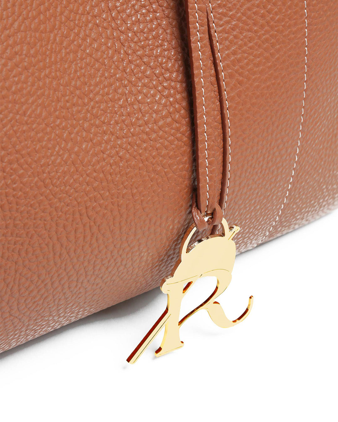 Our Max tote bag in fawn-colored vicuña leather, seen up close in the studio.