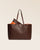 Notre sac cabas Shopper en cuir façon vigogne chocolat et orange, vu de face.