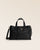 Notre sac Constance Renouard en cuir façon vigogne noir, vu de face en studio.
