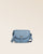Our Léa game bag in cobalt-blue vicuña-style leather, seen from the front in the studio.