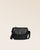 Our Léa black vicuña-style leather satchel, seen from the front in the studio.