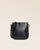 Our Harnais bag in smooth black leather, seen from the front in the studio.