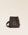 Our Léandre Renouard bag in espresso suede calf and ebony smooth leather, seen from the front in the studio.