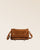 Our Lou bag in hazelnut suede calf leather, seen from the front.