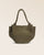 Notre sac Paita en cuir veau velours truffe vu de face en studio.