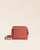 Our Zoom bag in terracotta vicuña-style leather and cotton webbing shoulder strap, seen from the front in the studio.