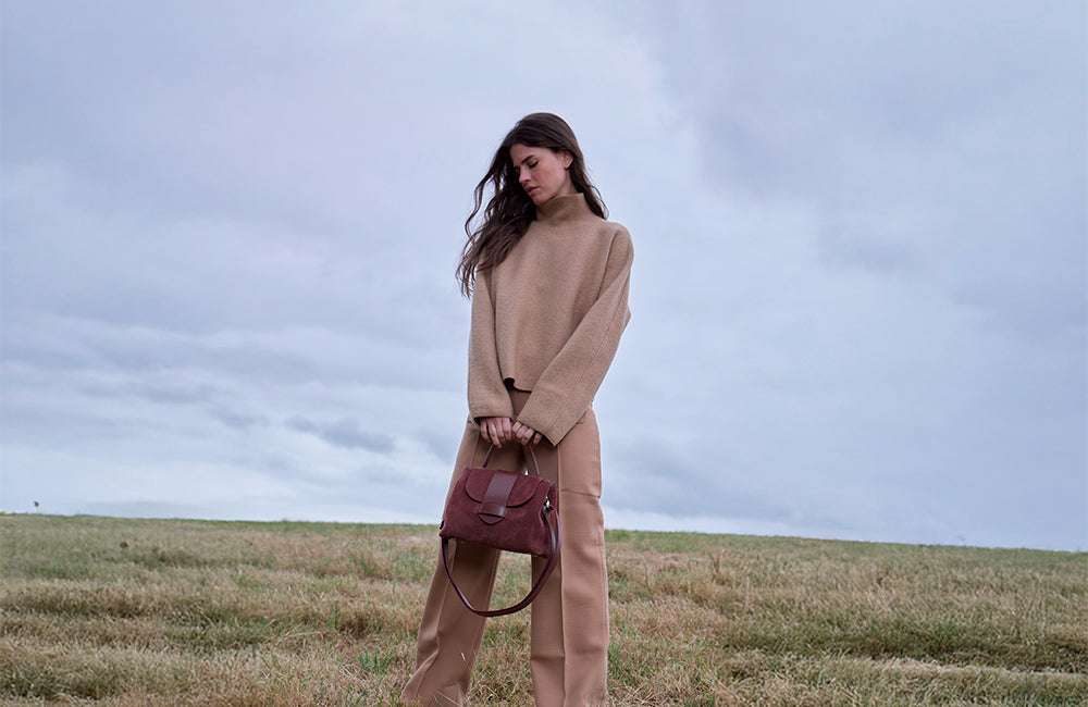 Sac à Main Renouard En Cuir Gris Clair - Taille Moyenne, Occasion Bon état