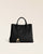Le sac cabas Max Renouard en cuir façon vigogne noir, vu de face en studio.