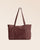 Le sac cabas Annette Renouard en cuir veau velours acajou, vu de face en studio.