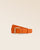 La ceinture London Renouard en cuir façon vigogne orange, vue de face en studio.
