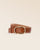 La ceinture Louison Renouard en cuir vintage camel, vue de face en studio.
