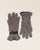 Nos gants Chamonix Renouard en laine taupe et cuir chocolat, vus de face en studio.