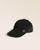 Notre Casquette Alba Renouard en cuir nubuck noir vue de quart en studio.
