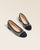 Nos ballerines Friandise Renouard en cuir velours et toile tweed taupe, vues en studio.
