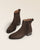 Les boots Sulky Renouard en cuir velours chocolat vues en studio.