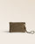 Notre pochette Emma Renouard en cuir veau velours truffe, vue de face en studio.