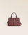 Le sac Mini New-York Renouard en cuir veau velours façon croco acajou et accessoires dorés, vu de face en studio.