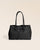 Notre sac Balneum en cuir façon vigogne noir vu de face en studio.