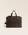 Le sac de travail Boston Renouard en cuir façon vigogne chocolat, vu de face en studio.