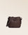 Notre sac Cameron Renouard en cuir façon vigogne chocolat, vu de face en studio.