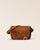 Notre sac Casaque Renouard, en cuir veau velours noisette vu de face en studio.