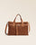Le sac Constance Renouard en cuir veau velours noisette et cuir lisse camel, vu de face en studio.