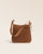 Notre sac Emilie Renouard en cuir veau velours noisette, vu de face en studio.