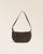 Le sac Harper Renouard en cuir veau velours espresso et cuir lisse ébène, vu de face en studio.