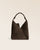 Notre sac Jade Renouard en cuir veau velours espresso, vu de face en studio.