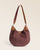 Le sac Marius Renouard en cuir veau velours acajou, vu de face en studio.