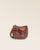 Le sac Mini Cavalerie Renouard en cuir veau velours acajou et cuir lisse camel, vu de face en studio.