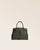 Our Prestige Renouard bag, in its Mini version, in khaki vicuña-style leather, seen from the front in the studio.