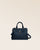 Our Renouard New-York bag, in its Mini version, with navy blue vicuña-style leather and gold accessories, seen from the front in the studio.