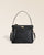 Le sac Rosa Renouard grand modèle en cuir façon vigogne noir et fermoir bijou doré pâle, vu de face en studio.